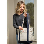 Zip Top Recycled Canvas Tote with Trolley Strap, 12 oz - Navy - On Model