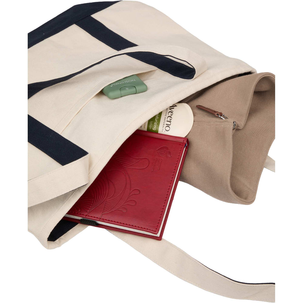 Zip Top Recycled Canvas Tote with Trolley Strap, 12 oz - Navy - Propped