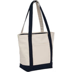 Zip Top Recycled Canvas Tote with Trolley Strap, 12 oz - Navy - Right Angle