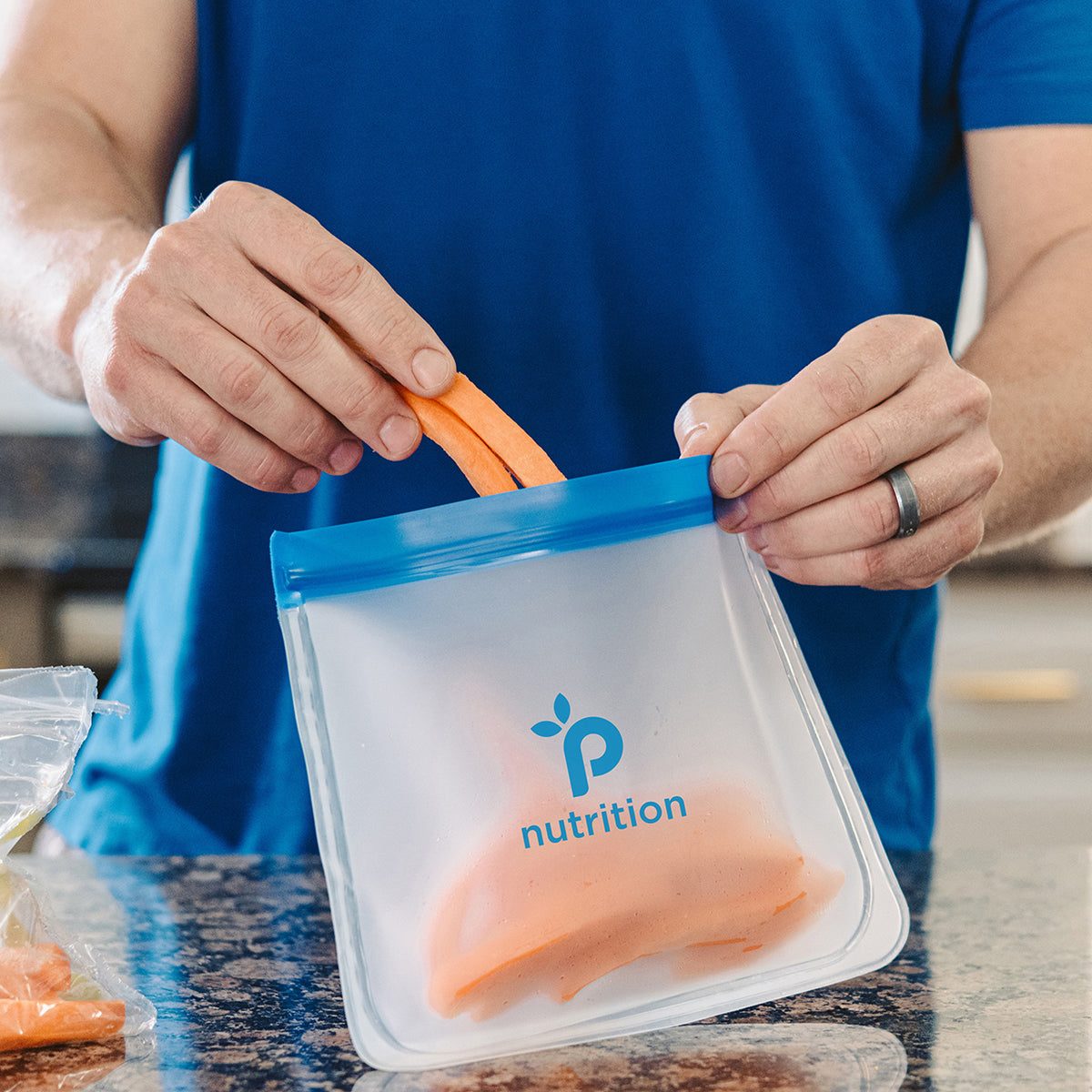 Zip Top Storage Bag, Reusable - Clear with Blue - Lifestyle_Silkscreen