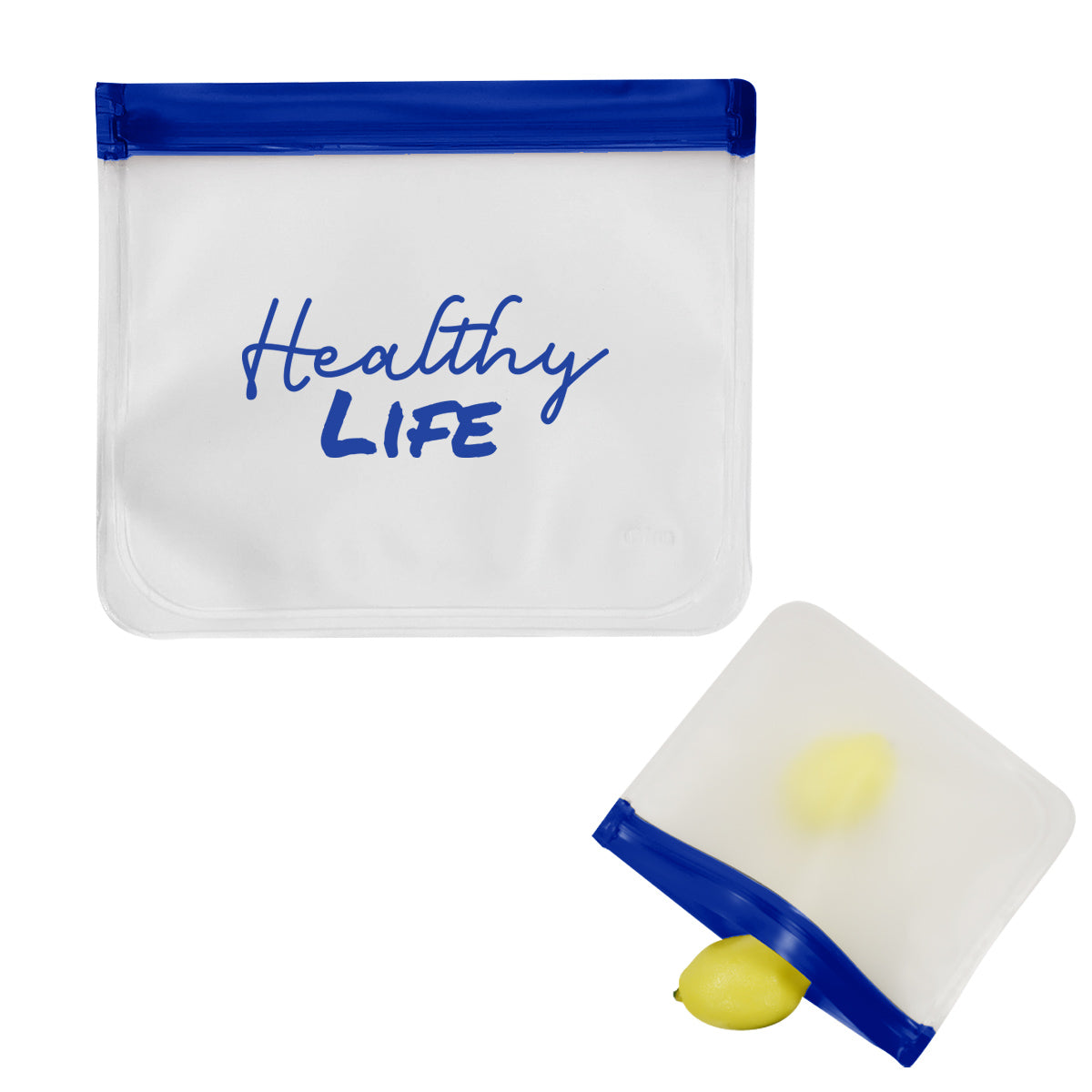 Zip Top Storage Bag, Reusable - Clear with Blue - Silk Screen
