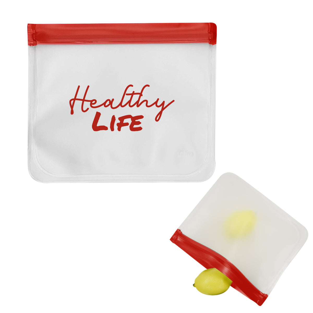 Zip Top Storage Bag, Reusable - Red - Silk Screen