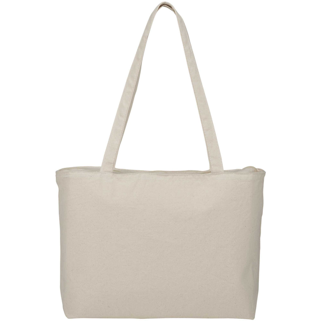 Zippered Organic Cotton Shopper Tote, 10 oz Transfer - Natural - Back