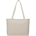 Zippered Organic Cotton Shopper Tote, 10 oz Transfer - Natural - Back