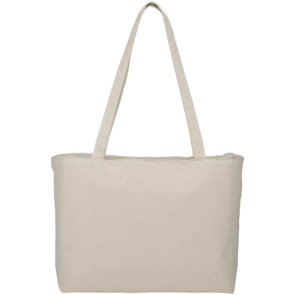 Zippered Organic Cotton Shopper Tote, 10 oz Transfer - Natural - Back