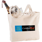Zippered Organic Cotton Shopper Tote, 10 oz Transfer - Natural - Front