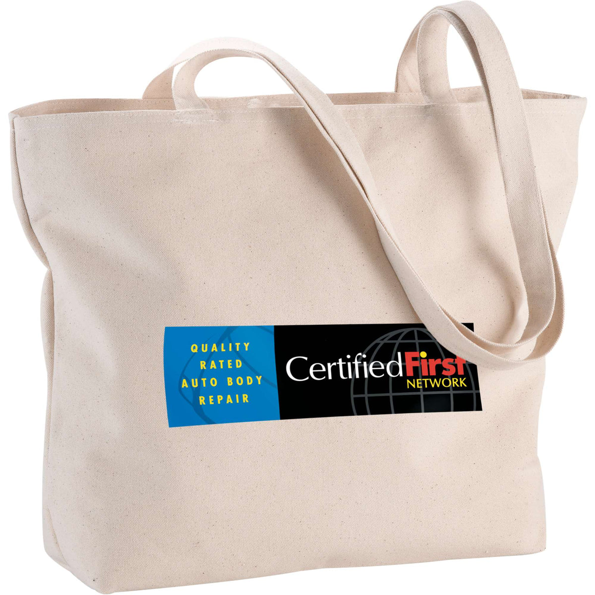Zippered Organic Cotton Shopper Tote, 10 oz Transfer - Natural - Photo 2