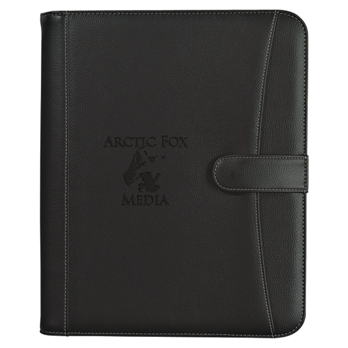 Zippered Portfolio and Calculator in Pebble Grain - Black - Debossing