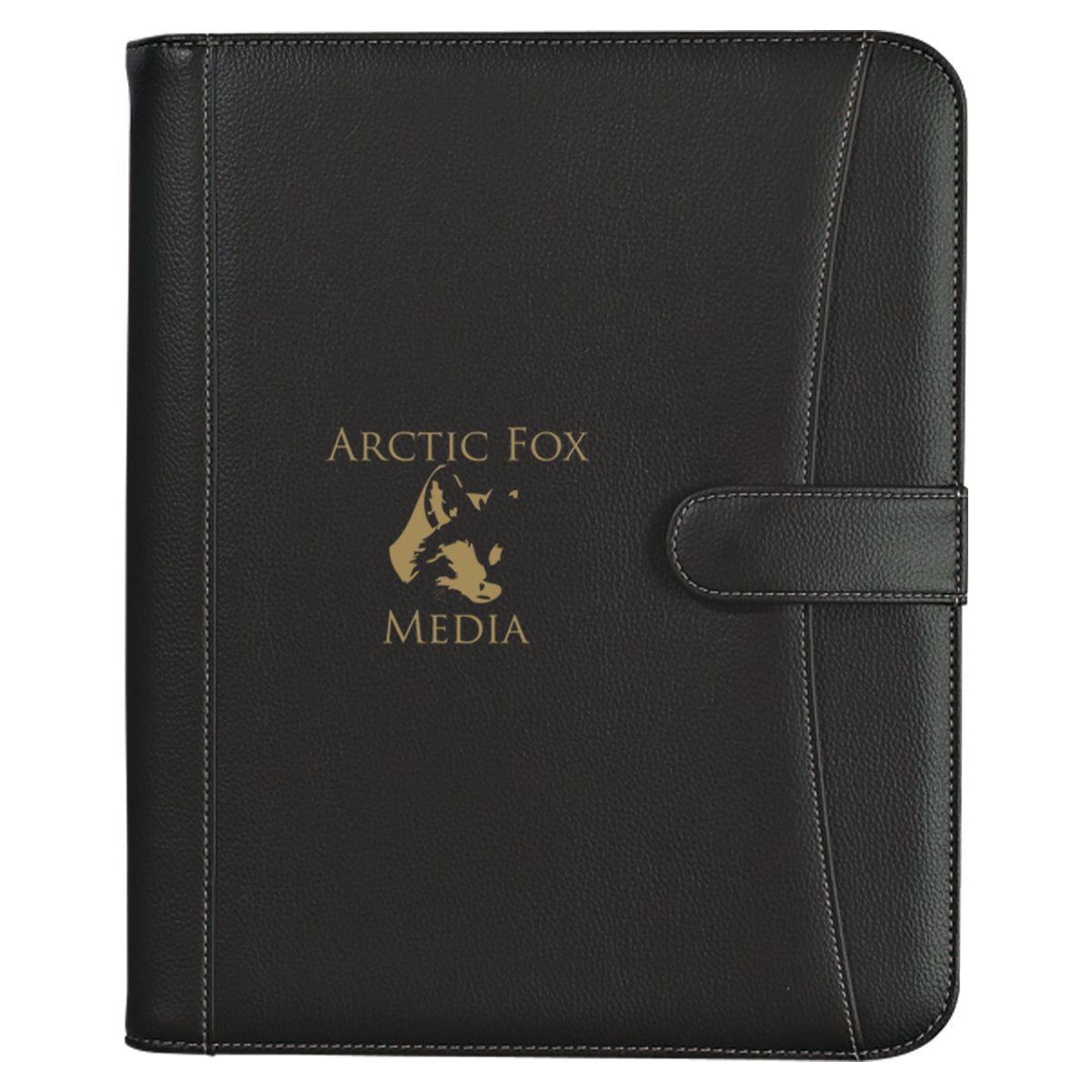 Zippered Portfolio and Calculator in Pebble Grain - Black - Silk Screen