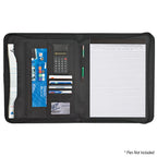 Zippered Portfolio and Calculator in Pebble Grain Debossing - Black - Open