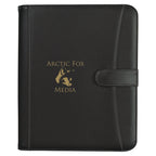 Zippered Portfolio and Calculator in Pebble Grain Debossing - Black - Silk Screen