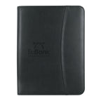 Zippered Portfolio with Calculator, Leather Look - Black - Debossing