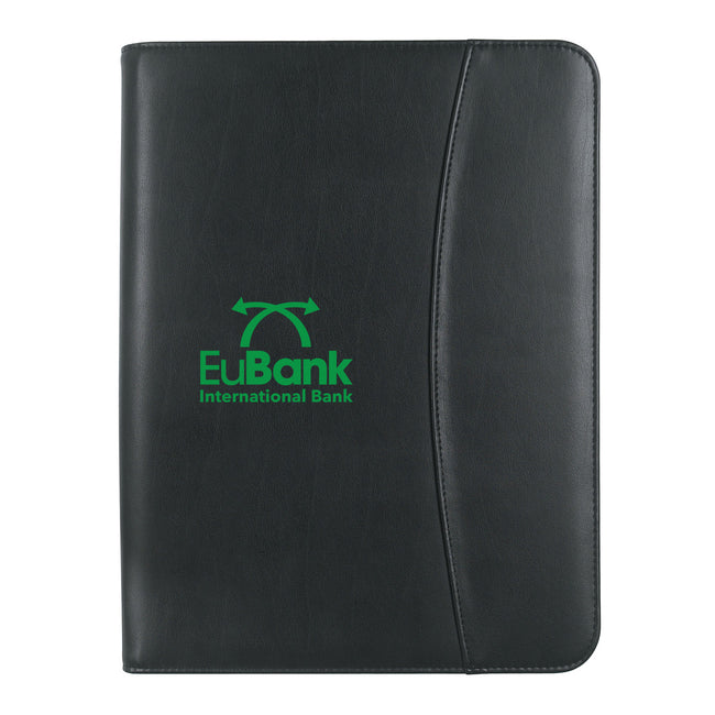 Zippered Portfolio with Calculator, Leather Look