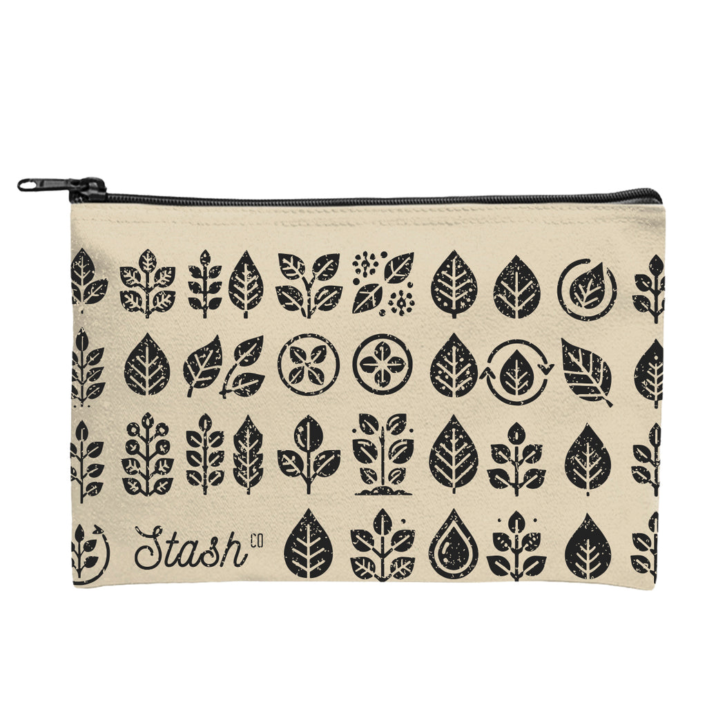 Zippered Pouch in Recycled Canvas - Natural with Black - Silk Screen
