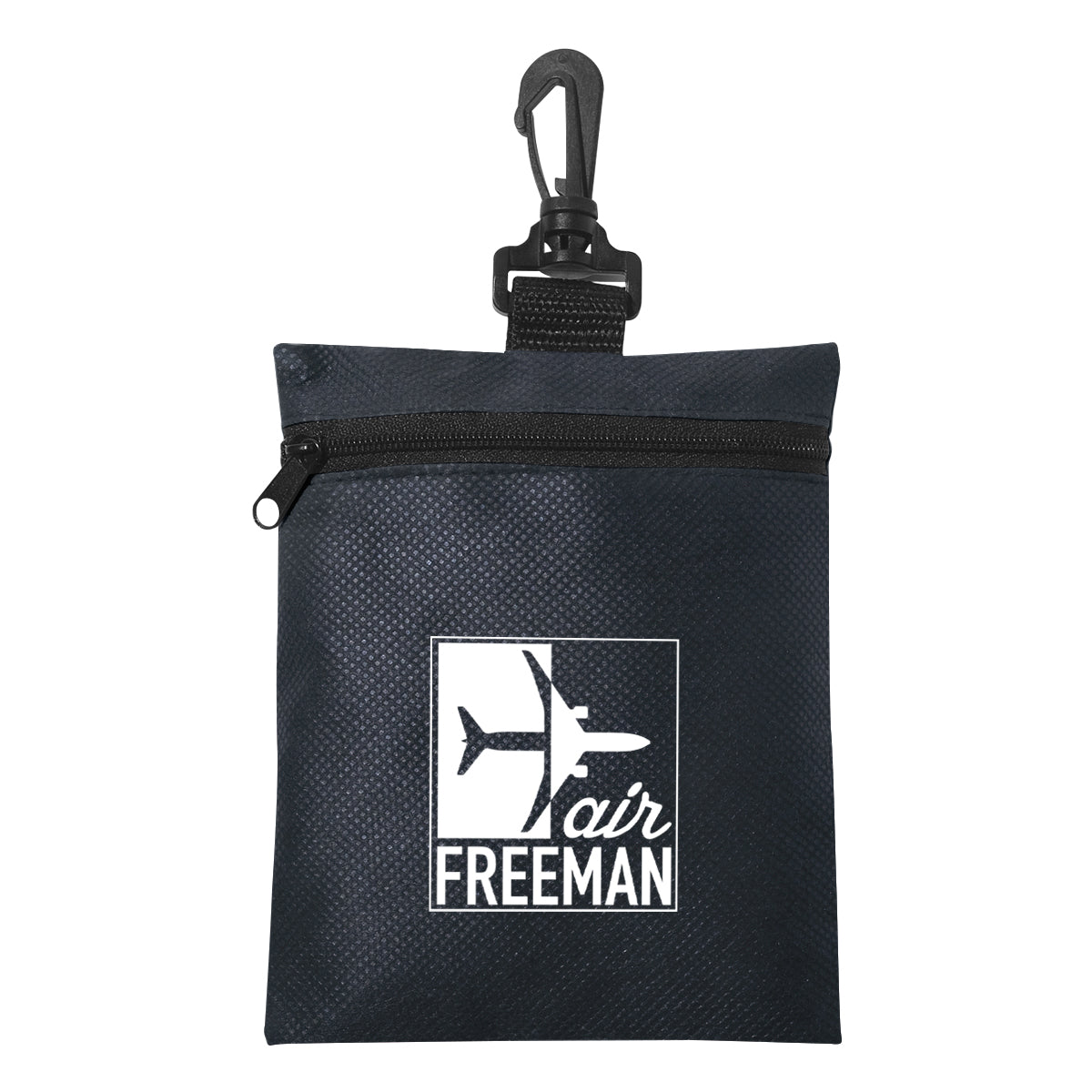 Zippered Pouch, Non-Woven - Black - Silk Screen