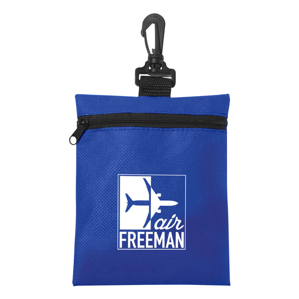 Zippered Pouch, Non-Woven - Royal Blue - Silk Screen