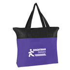 Zippered Recycled Tote Bag, Non-Woven - Purple - Silk Screen
