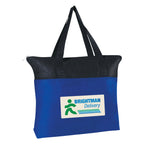 Zippered Recycled Tote Bag, Non-Woven - Royal Blue - Colorbrite