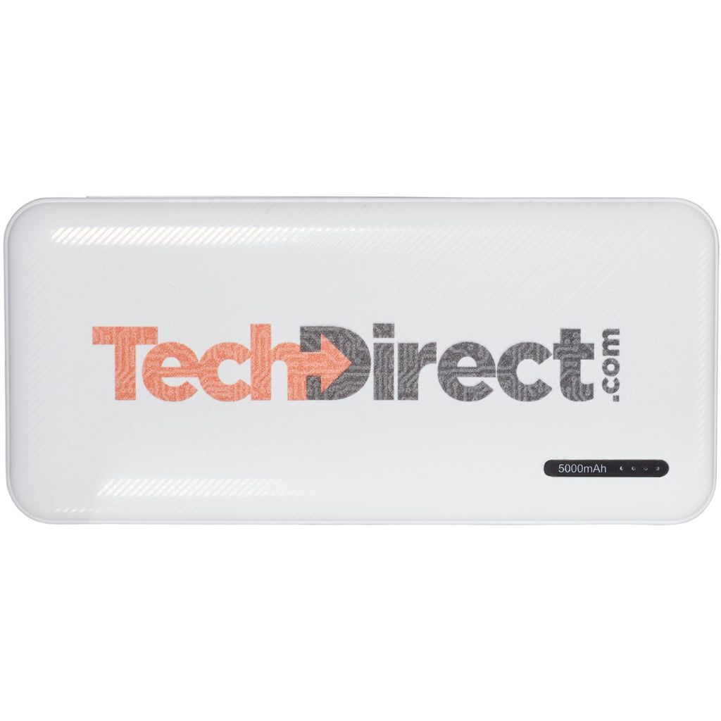 Zodiac Pocket Power Bank, 5,000 mAh Full Color - White - Front 2